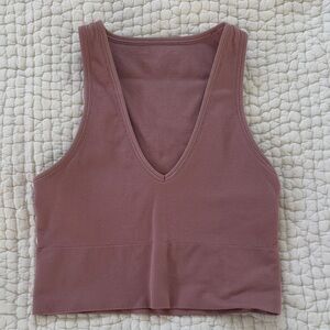 Athleta Mauve V-Neck Crop Top